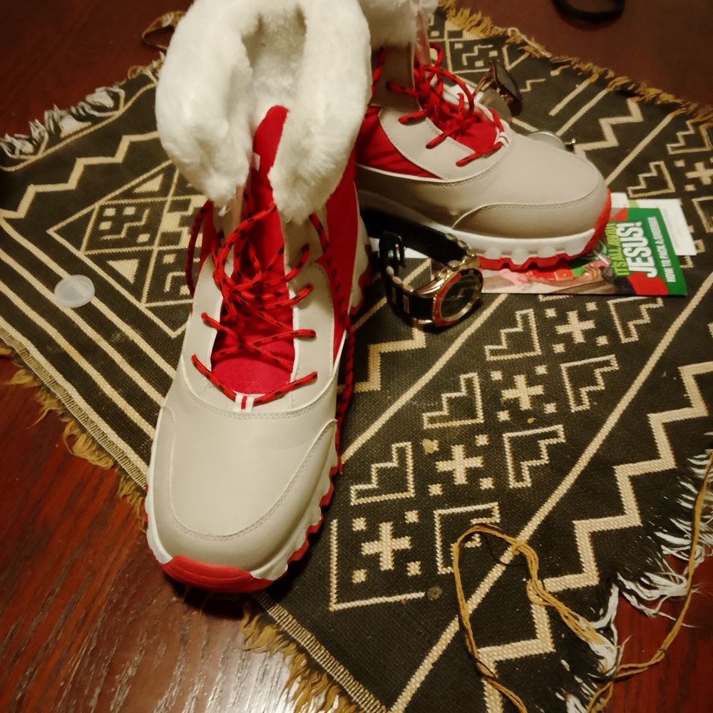 Men's Red and Gray Winter Boots